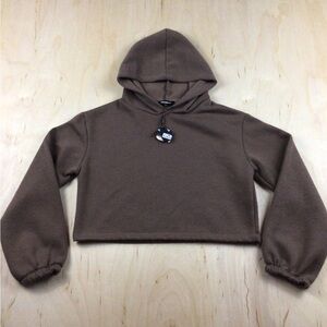 Fashion Nova Kids Mocha Cropped Hoodie 14/16 Brown NWT